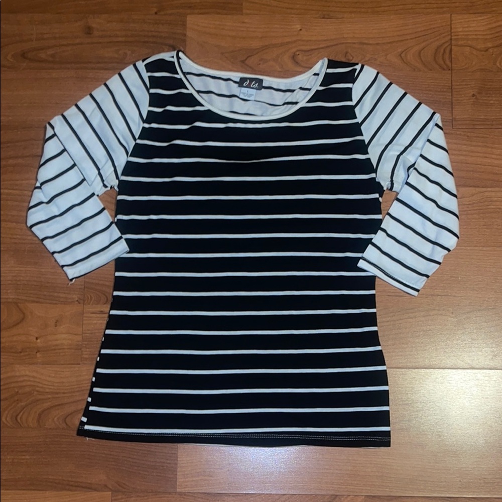 Black and White Striped Women's Top